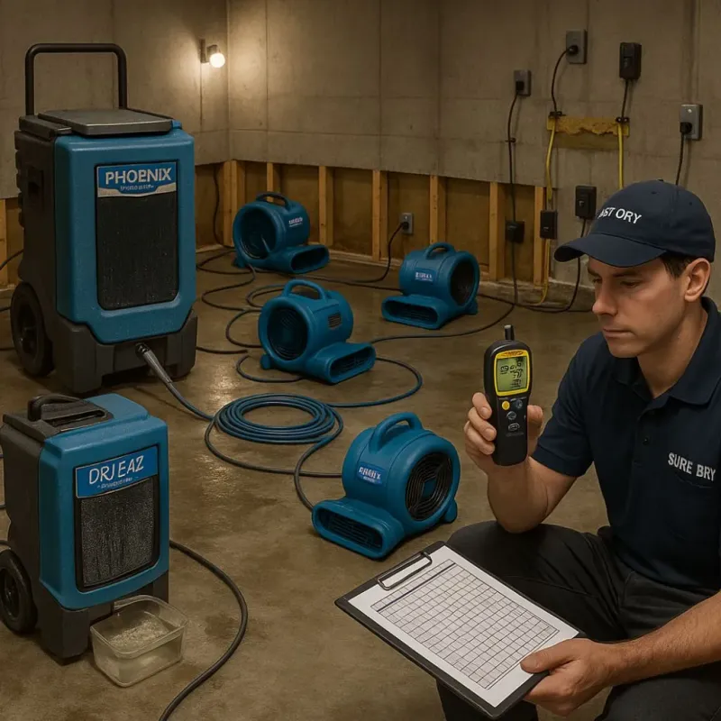 Structural Drying and Dehumidification process in Sandy Hills, UT